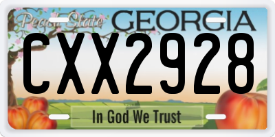 GA license plate CXX2928