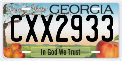 GA license plate CXX2933