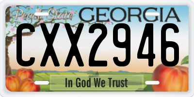 GA license plate CXX2946