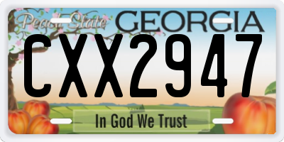 GA license plate CXX2947