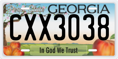 GA license plate CXX3038