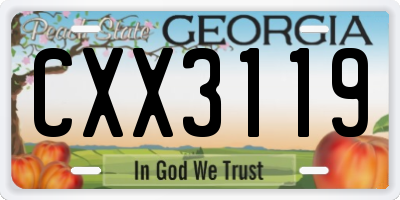 GA license plate CXX3119