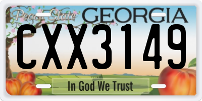 GA license plate CXX3149