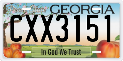 GA license plate CXX3151