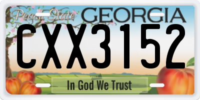 GA license plate CXX3152