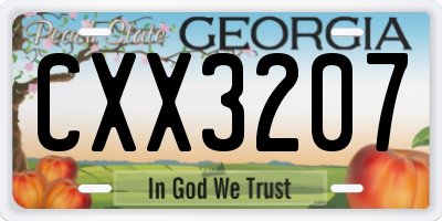 GA license plate CXX3207