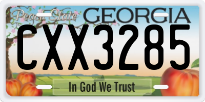 GA license plate CXX3285