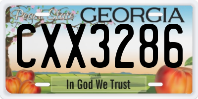 GA license plate CXX3286