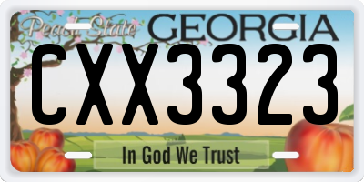 GA license plate CXX3323