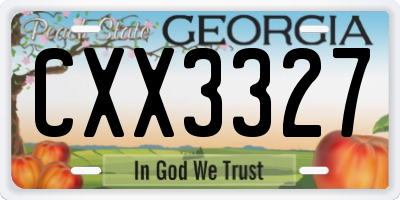GA license plate CXX3327