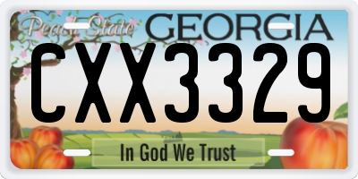 GA license plate CXX3329