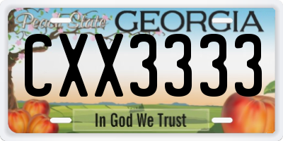 GA license plate CXX3333