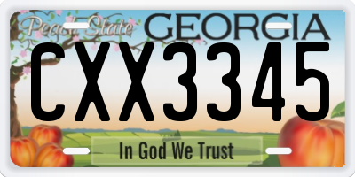 GA license plate CXX3345