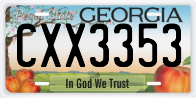GA license plate CXX3353