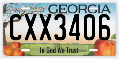 GA license plate CXX3406