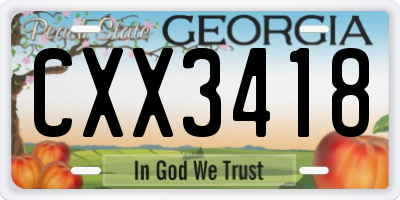 GA license plate CXX3418