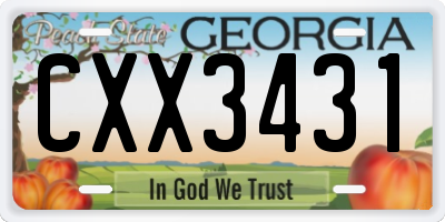 GA license plate CXX3431