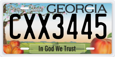 GA license plate CXX3445