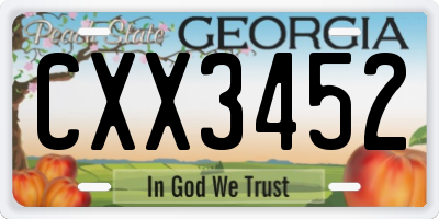 GA license plate CXX3452