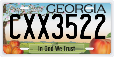 GA license plate CXX3522