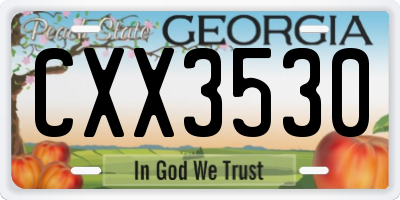 GA license plate CXX3530