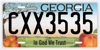 GA license plate CXX3535