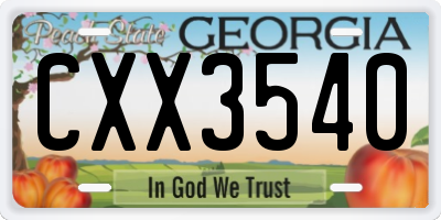 GA license plate CXX3540