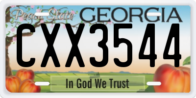 GA license plate CXX3544