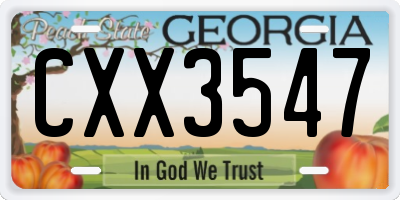 GA license plate CXX3547
