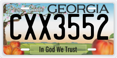 GA license plate CXX3552