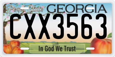 GA license plate CXX3563