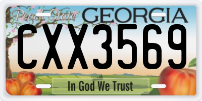 GA license plate CXX3569