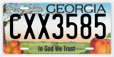 GA license plate CXX3585
