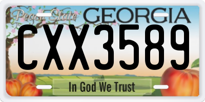 GA license plate CXX3589