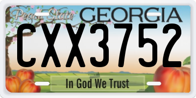 GA license plate CXX3752