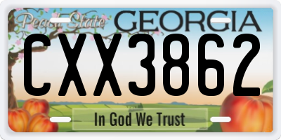 GA license plate CXX3862