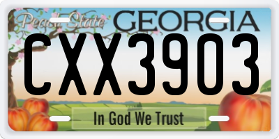 GA license plate CXX3903