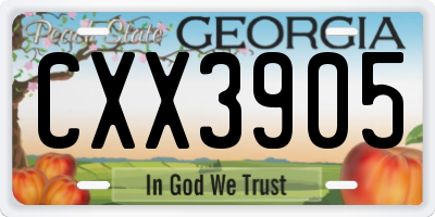 GA license plate CXX3905