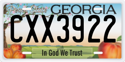 GA license plate CXX3922