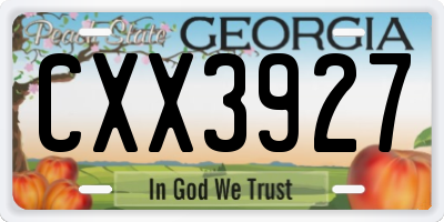 GA license plate CXX3927