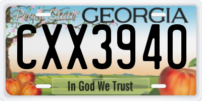GA license plate CXX3940