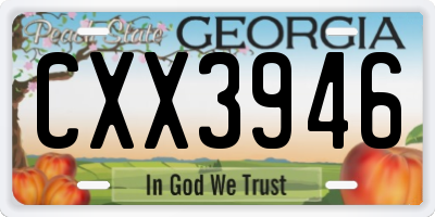 GA license plate CXX3946