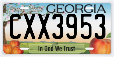 GA license plate CXX3953
