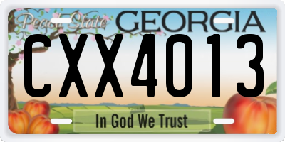 GA license plate CXX4013