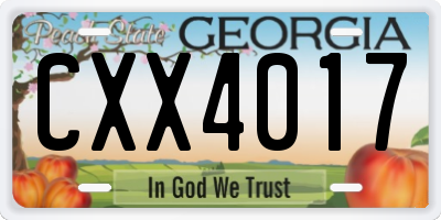 GA license plate CXX4017