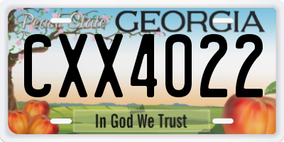 GA license plate CXX4022