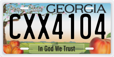 GA license plate CXX4104