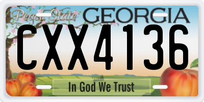 GA license plate CXX4136