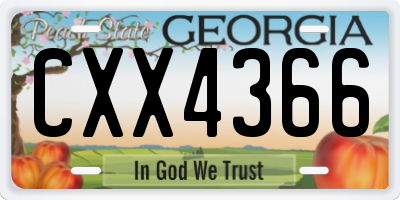 GA license plate CXX4366
