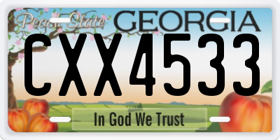 GA license plate CXX4533